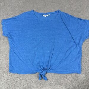 Chico's Poolside Blue Easy Linen Tie Front Top Size 2-Large